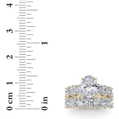 3.5CTW Oval Shaped Lab Grown Diamond (G/VS) Bridal Set with Matching Band and  Ring in 14K Gold