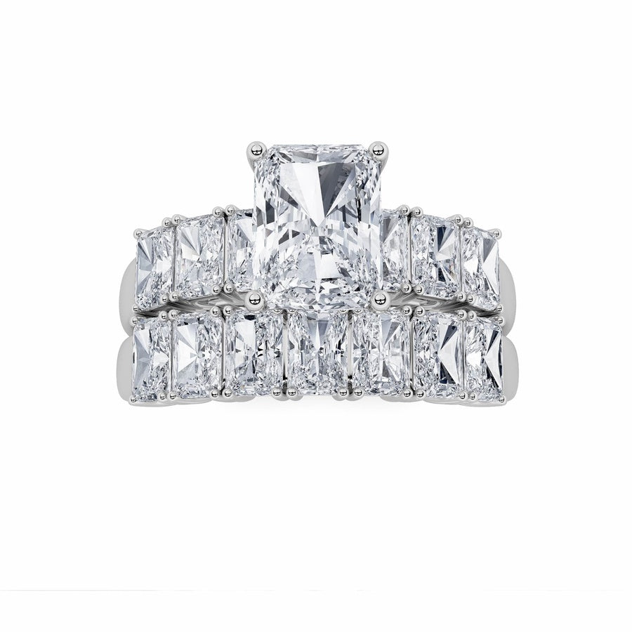 3.5CTW Radiant Shaped Lab Grown Diamond (G/VS) Bridal Set with Matching Band and  Ring in 14K Gold