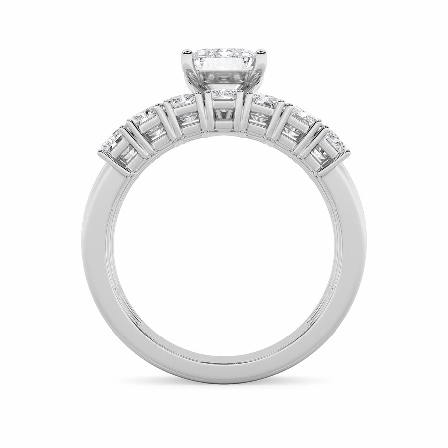 3.5CTW Radiant Shaped Lab Grown Diamond (G/VS) Bridal Set with Matching Band and  Ring in 14K Gold