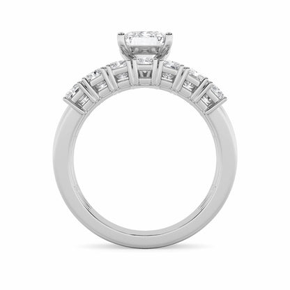 3.5CTW Radiant Shaped Lab Grown Diamond (G/VS) Bridal Set with Matching Band and  Ring in 14K Gold