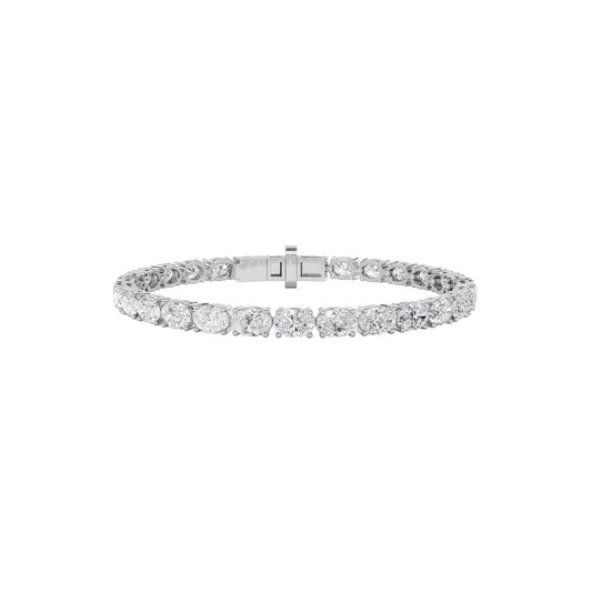 7CTW Oval Shaped Lab Grown Diamond (F/VS) Bracelet in 14K White Gold