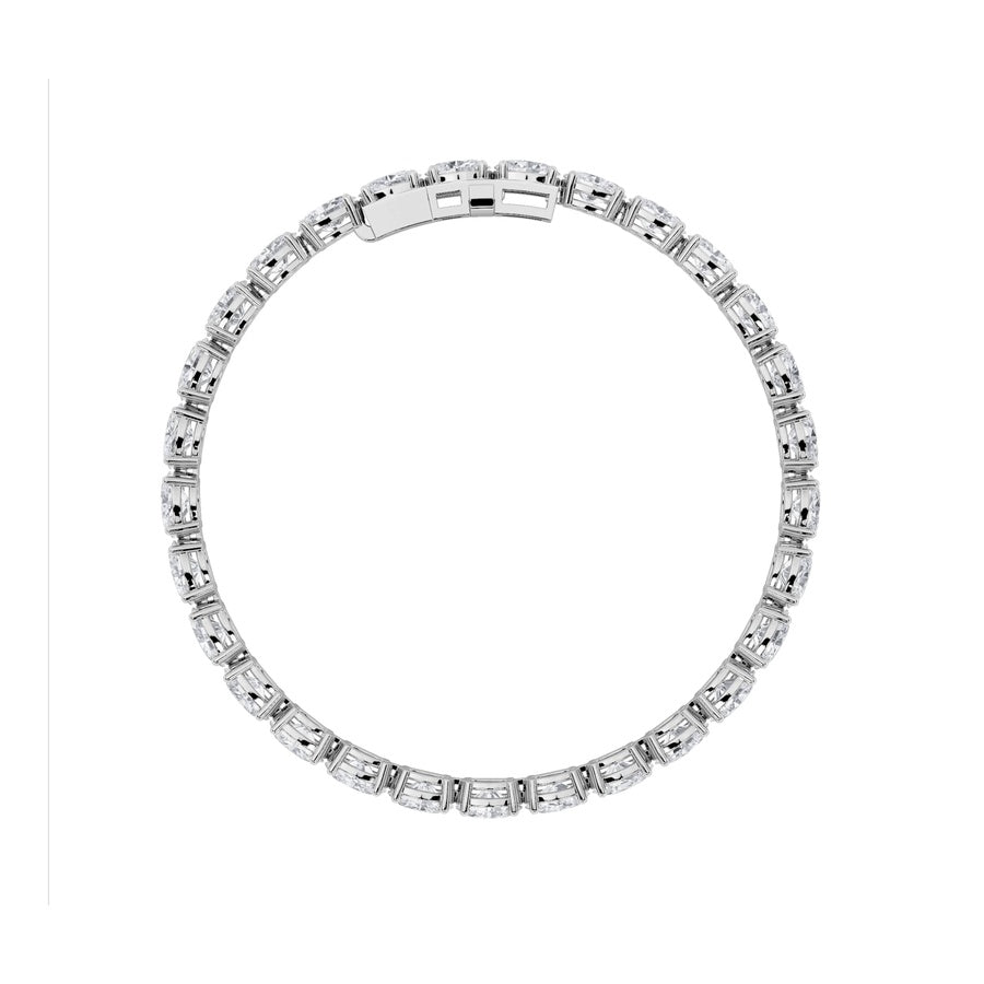 7CTW Oval Shaped Lab Grown Diamond (F/VS) Bracelet in 14K White Gold