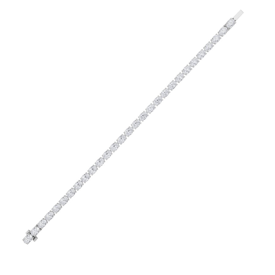 7CTW Oval Shaped Lab Grown Diamond (F/VS) Bracelet in 14K White Gold