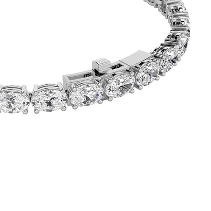 7CTW Oval Shaped Lab Grown Diamond (F/VS) Bracelet in 14K White Gold