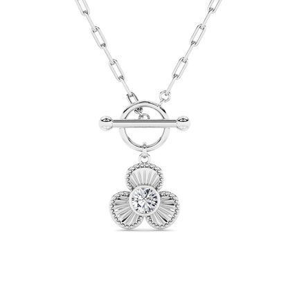 1CTW Round Shaped Lab Grown Diamond (F/VS) Necklace in 14K White Gold