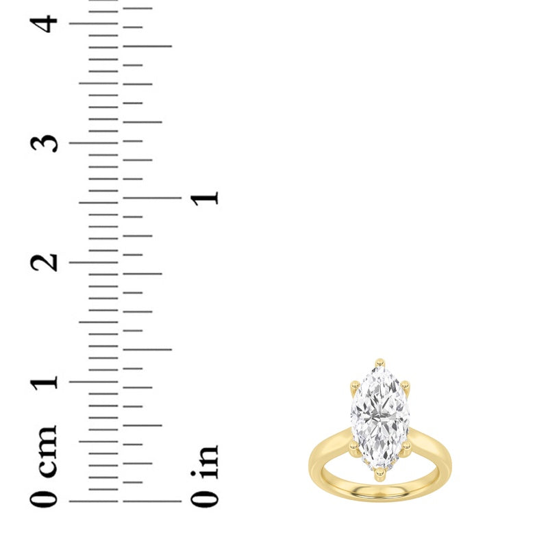 4CTW Marquise Shaped Lab Grown Diamond (F/VS) Ring in 14K White Gold