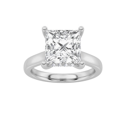 4CTW Princess Shaped Lab Grown Diamond (F/VS) Ring in 14K White Gold