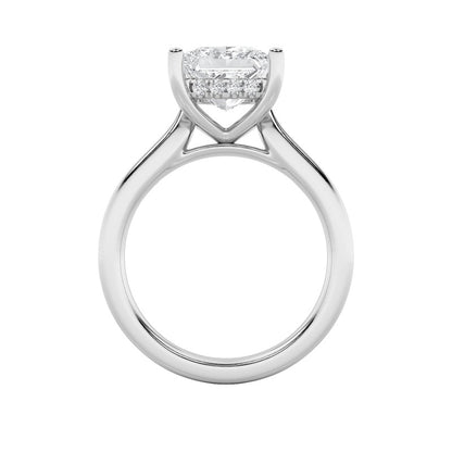 4CTW Princess Shaped Lab Grown Diamond (F/VS) Ring in 14K White Gold