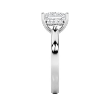 4CTW Princess Shaped Lab Grown Diamond (F/VS) Ring in 14K White Gold