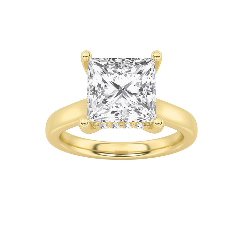4CTW Princess Shaped Lab Grown Diamond (F/VS) Ring in 14K White Gold
