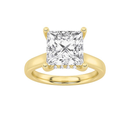 4CTW Princess Shaped Lab Grown Diamond (F/VS) Ring in 14K White Gold