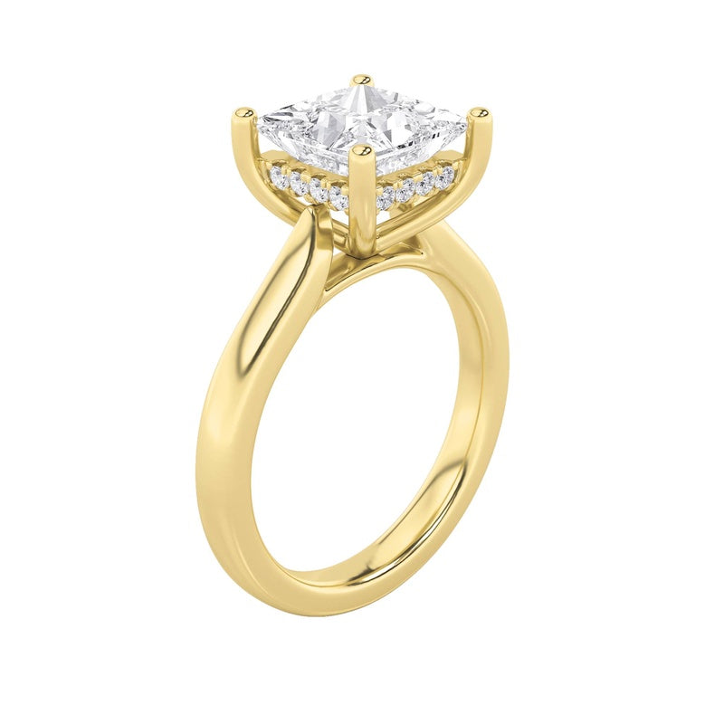 4CTW Princess Shaped Lab Grown Diamond (F/VS) Ring in 14K White Gold