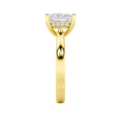 4CTW Princess Shaped Lab Grown Diamond (F/VS) Ring in 14K White Gold