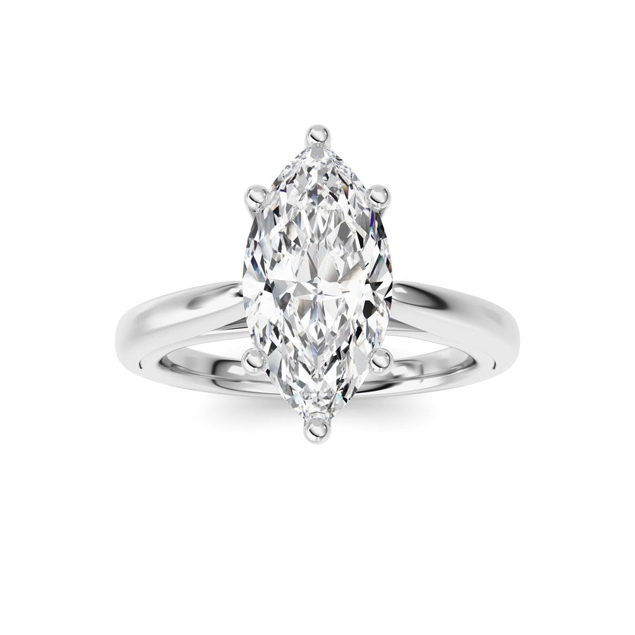 2CTW Marquise Shaped Lab Grown Diamond (F/VS) Ring in 14K White Gold