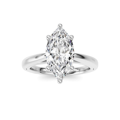 2CTW Marquise Shaped Lab Grown Diamond (F/VS) Ring in 14K White Gold