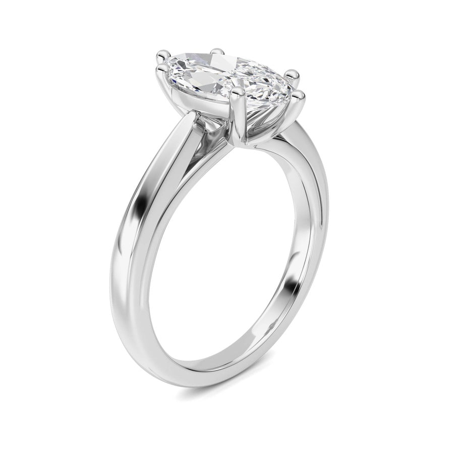 2CTW Marquise Shaped Lab Grown Diamond (F/VS) Ring in 14K White Gold