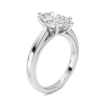 2CTW Marquise Shaped Lab Grown Diamond (F/VS) Ring in 14K White Gold