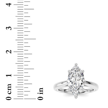 2CTW Marquise Shaped Lab Grown Diamond (F/VS) Ring in 14K White Gold