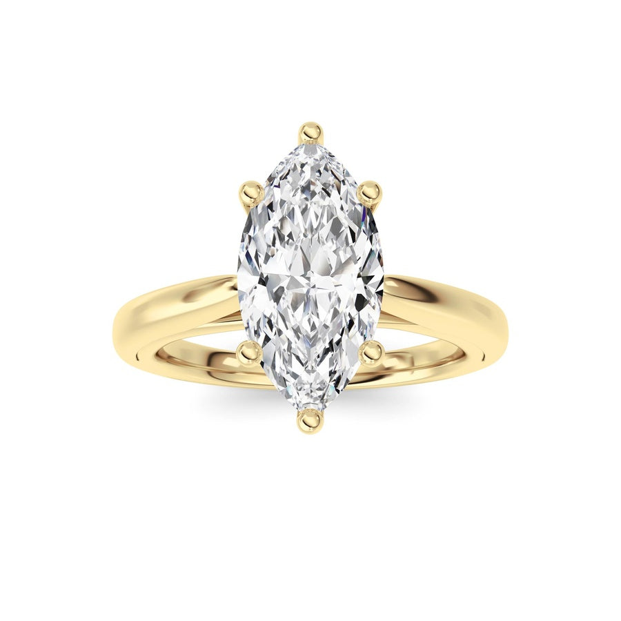 2CTW Marquise Shaped Lab Grown Diamond (F/VS) Ring in 14K White Gold