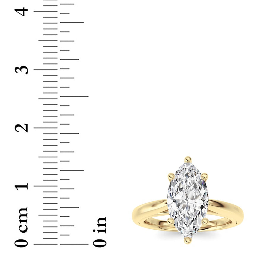 2CTW Marquise Shaped Lab Grown Diamond (F/VS) Ring in 14K White Gold