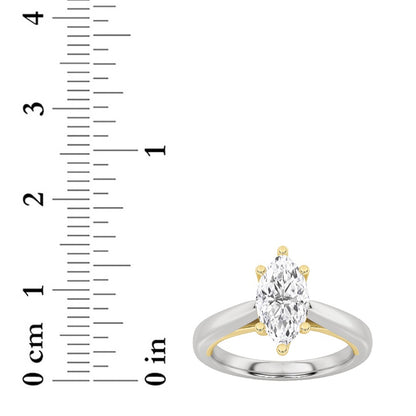 2CTW Marquise Shaped Lab Grown Diamond (F/VS) Ring in 14K White Gold