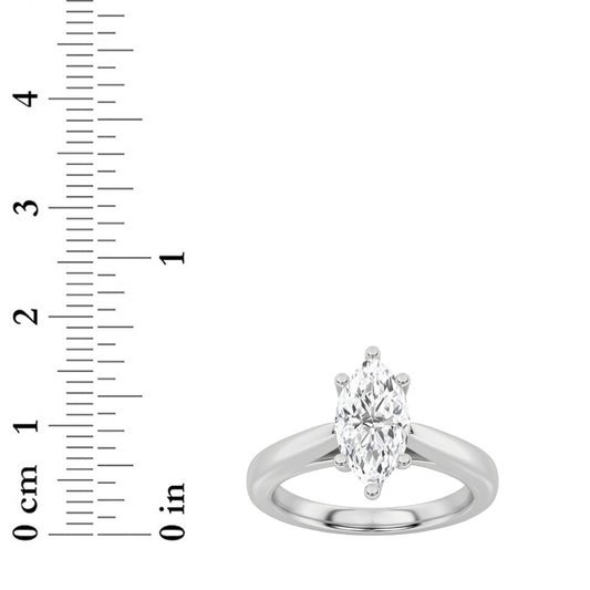 3CTW Marquise Shaped Lab Grown Diamond (F/VS) Ring in 14K White Gold