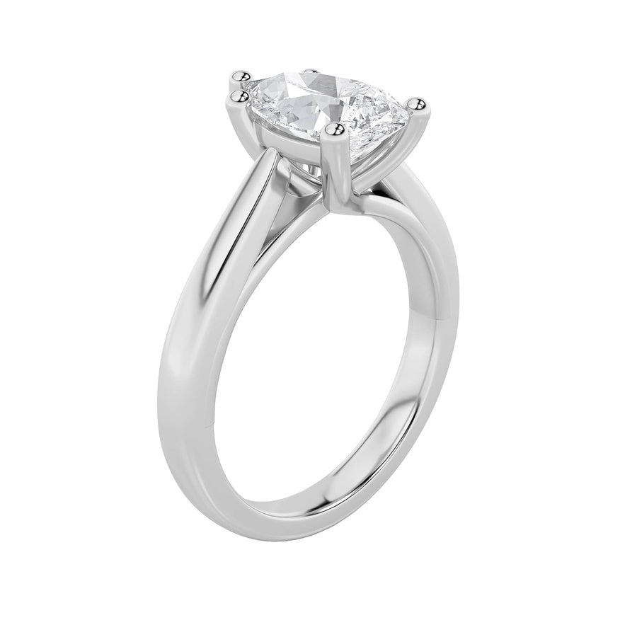 3CTW Pear Shaped Lab Grown Diamond (F/VS) Ring in 14K White Gold