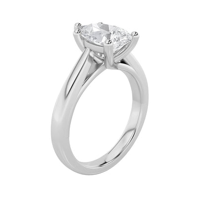3CTW Pear Shaped Lab Grown Diamond (F/VS) Ring in 14K White Gold