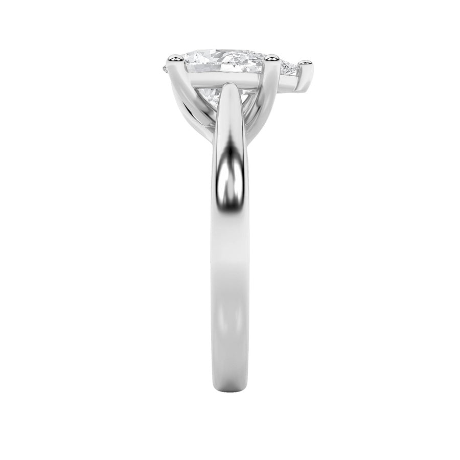 3CTW Pear Shaped Lab Grown Diamond (F/VS) Ring in 14K White Gold