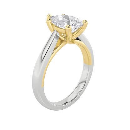 3CTW Pear Shaped Lab Grown Diamond (F/VS) Ring in 14K White Gold
