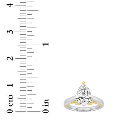 3CTW Pear Shaped Lab Grown Diamond (F/VS) Ring in 14K White Gold