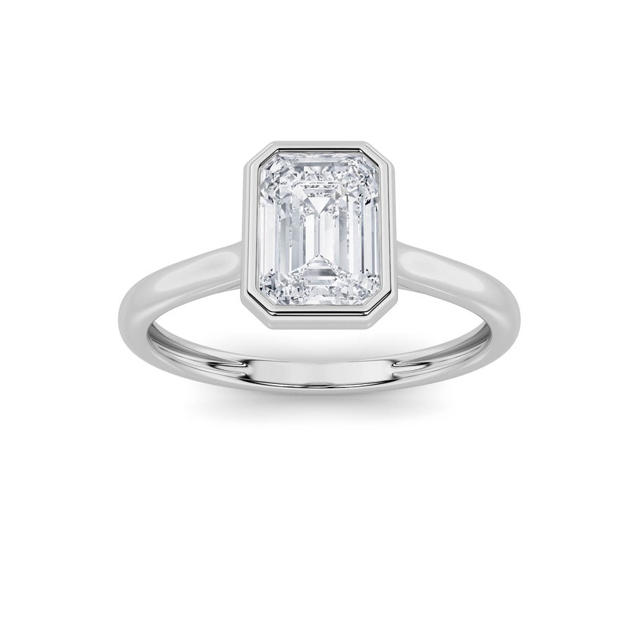 1CTW Emerald Shaped Lab Grown Diamond (F/VS) Ring in 14K White Gold