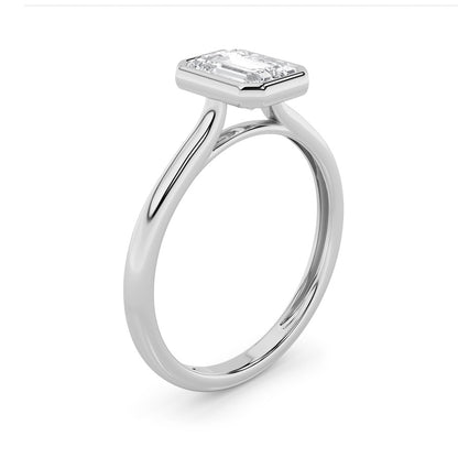 1CTW Emerald Shaped Lab Grown Diamond (F/VS) Ring in 14K White Gold