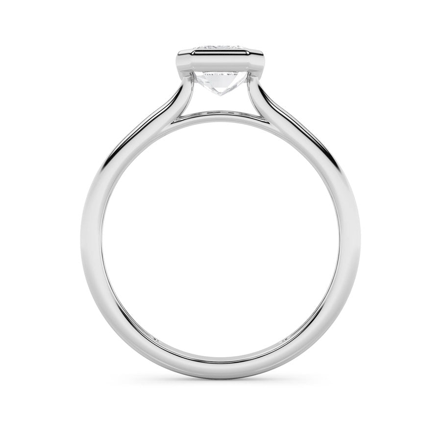 1CTW Emerald Shaped Lab Grown Diamond (F/VS) Ring in 14K White Gold