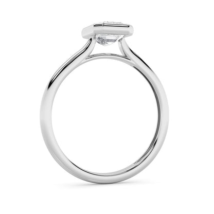1CTW Emerald Shaped Lab Grown Diamond (F/VS) Ring in 14K White Gold