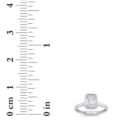 1CTW Emerald Shaped Lab Grown Diamond (F/VS) Ring in 14K White Gold