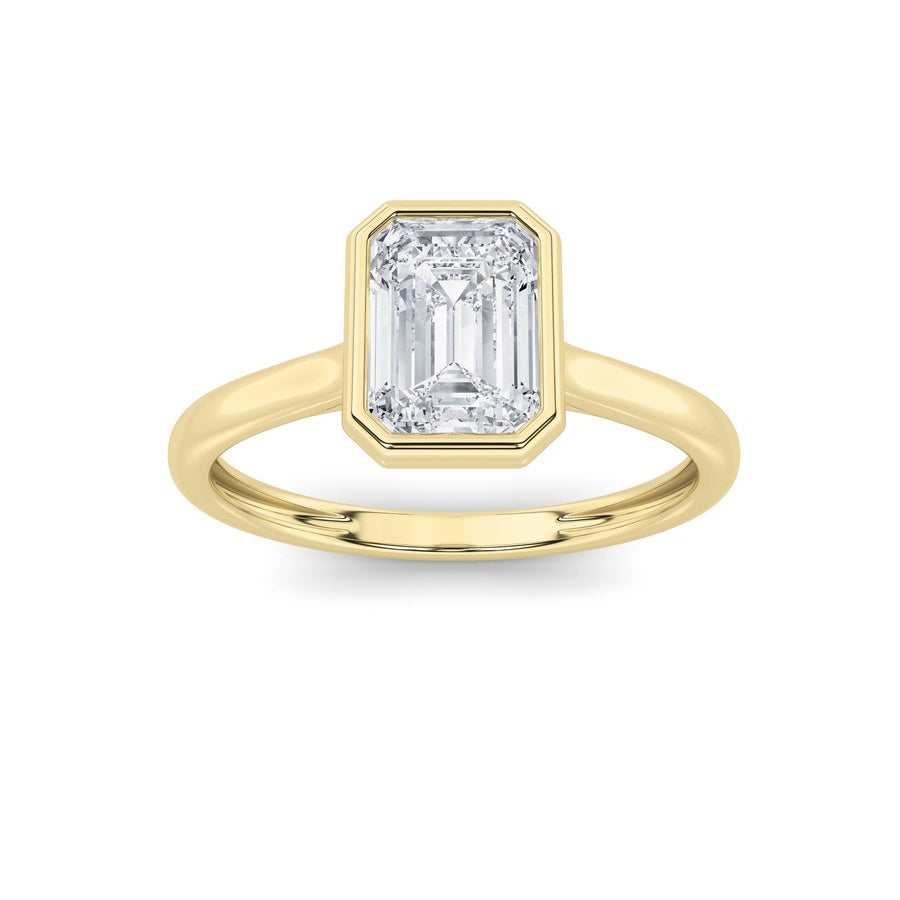 1CTW Emerald Shaped Lab Grown Diamond (F/VS) Ring in 14K White Gold