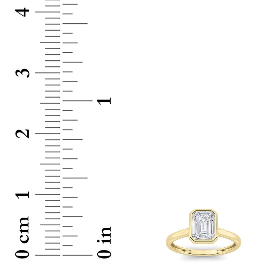 1CTW Emerald Shaped Lab Grown Diamond (F/VS) Ring in 14K White Gold