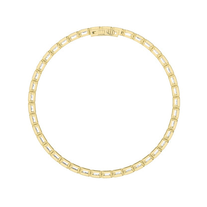 5CTW Emerald Shaped Lab Grown Diamond (F/VS) East West Bezel Set Bracelet in 14K Gold