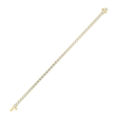 5CTW Emerald Shaped Lab Grown Diamond (F/VS) East West Bezel Set Bracelet in 14K Gold