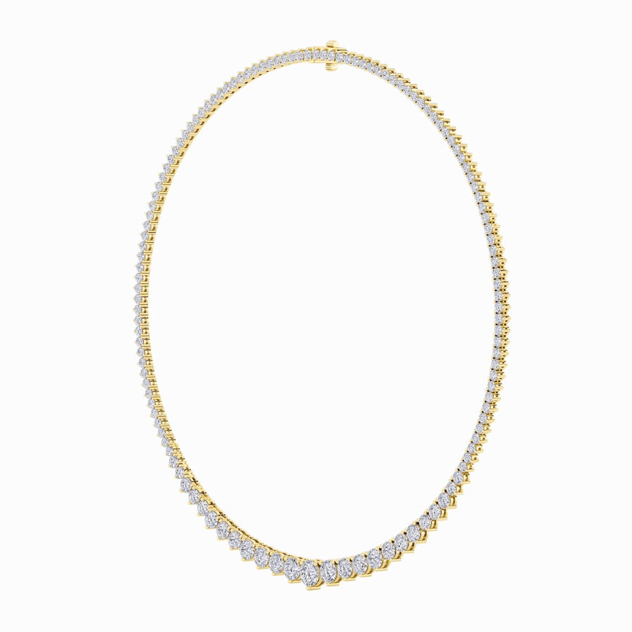 20CTW Round Shaped Lab Grown Diamond (F/VS) Three Prong Graduating Necklace in 14K Gold