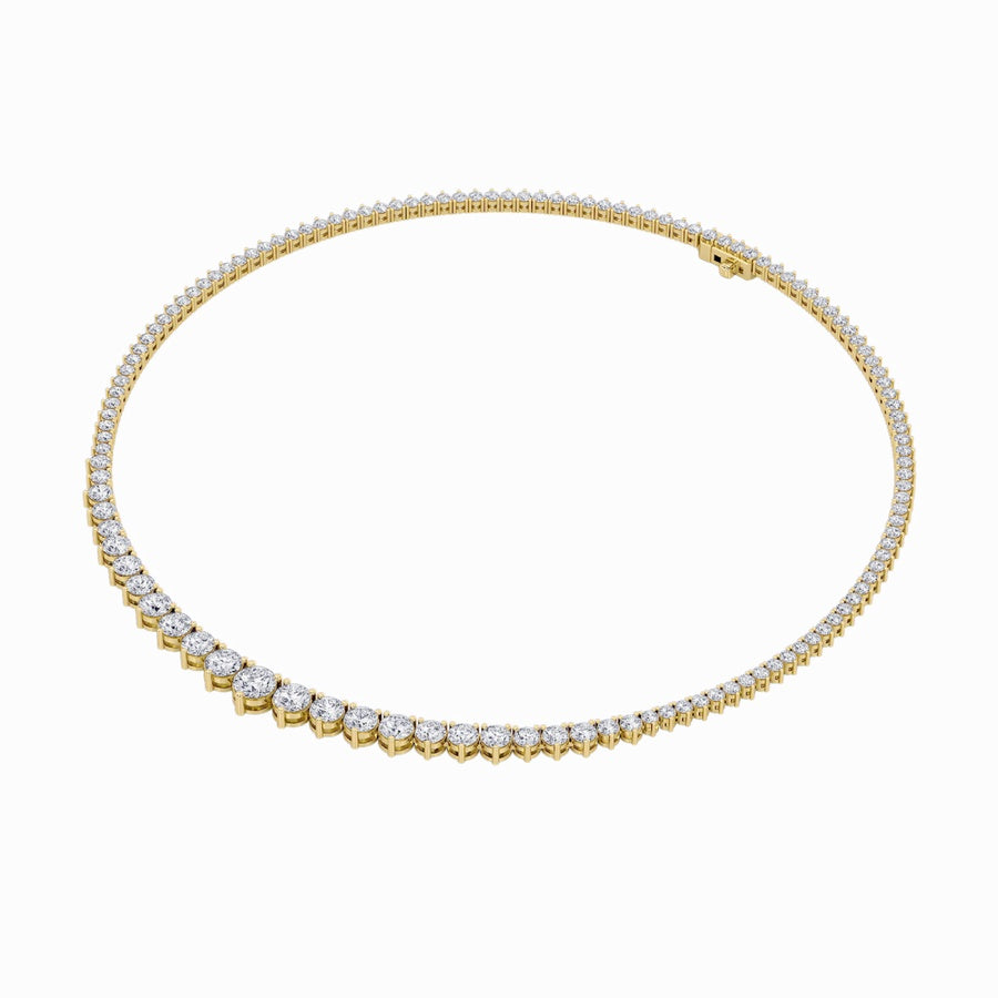 20CTW Round Shaped Lab Grown Diamond (F/VS) Three Prong Graduating Necklace in 14K Gold