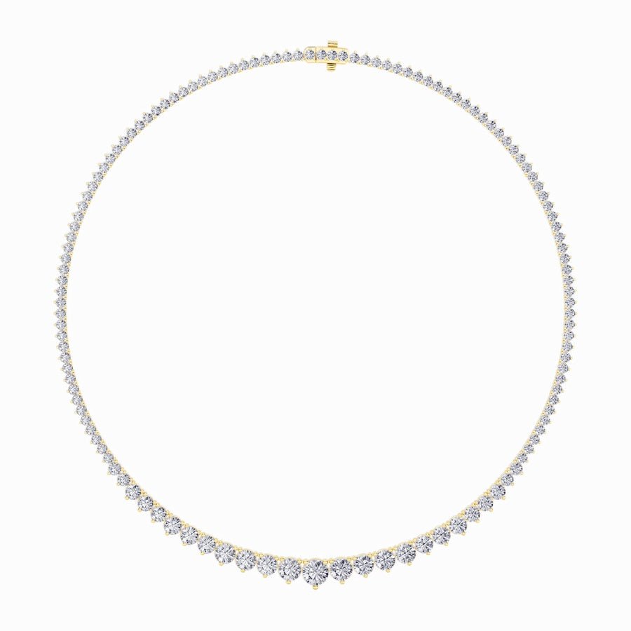20CTW Round Shaped Lab Grown Diamond (F/VS) Three Prong Graduating Necklace in 14K Gold