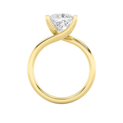 3CTW Princess Shaped Lab Grown Diamond (F/VS) Bypass Shank Engagement Ring in 14K Gold