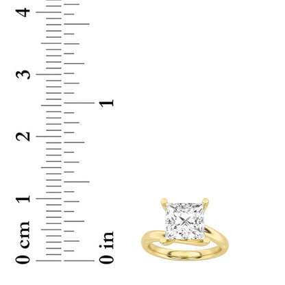 3CTW Princess Shaped Lab Grown Diamond (F/VS) Bypass Shank Engagement Ring in 14K Gold