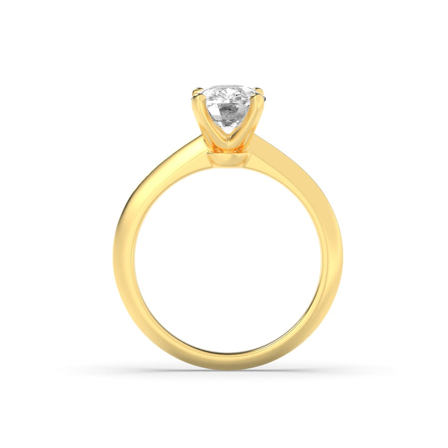 3CTW Elongated Cushion Shaped Lab Grown Diamond (F/VS) Knife Edge Shank Solitaire Engagement Ring in 14K Gold