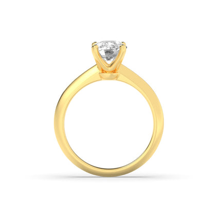 3CTW Elongated Cushion Shaped Lab Grown Diamond (F/VS) Knife Edge Shank Solitaire Engagement Ring in 14K Gold