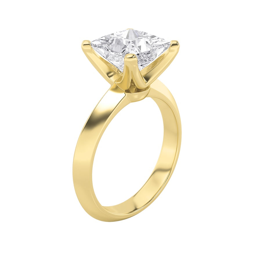 2CTW Princess Shaped Lab Grown Diamond (F/VS) Knife Edge Shank Solitaire Engagement Ring in 14K Gold