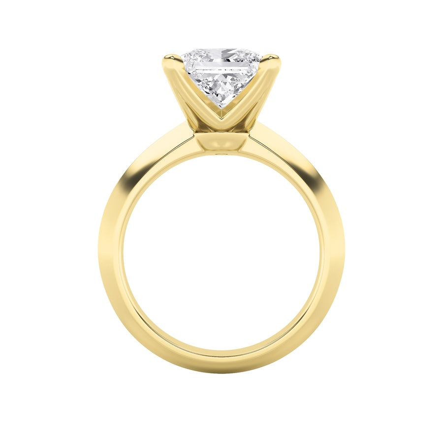 2CTW Princess Shaped Lab Grown Diamond (F/VS) Knife Edge Shank Solitaire Engagement Ring in 14K Gold