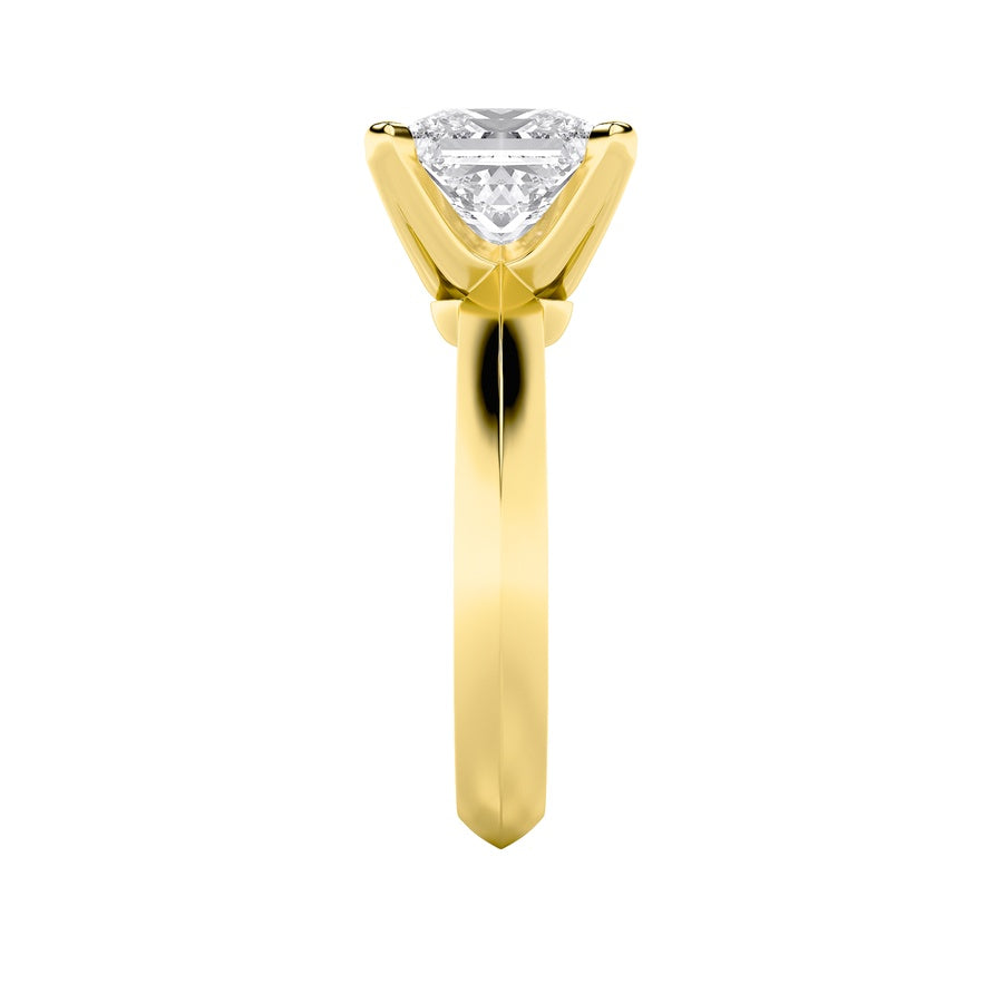 2CTW Princess Shaped Lab Grown Diamond (F/VS) Knife Edge Shank Solitaire Engagement Ring in 14K Gold